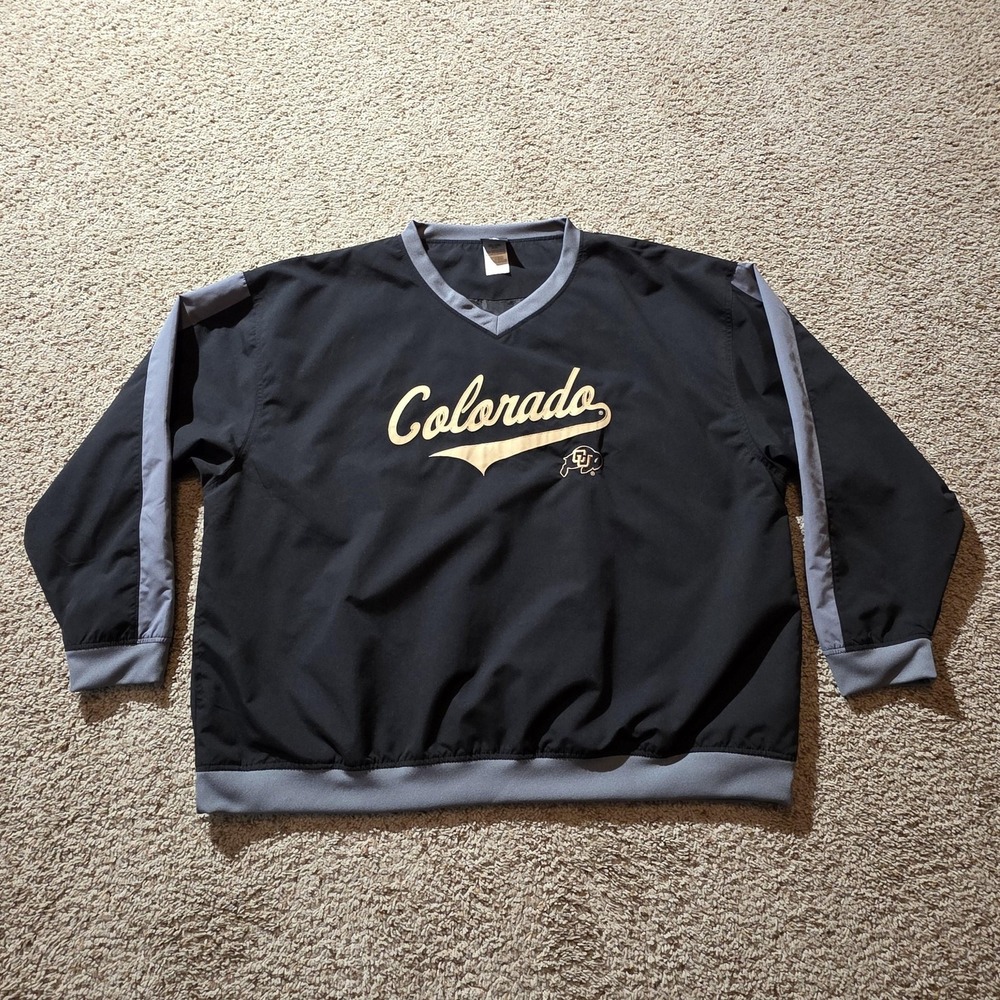 Colorado Buffaloes Sweater Mens 2XL Black‎ Gray College Football V Neck Pullover